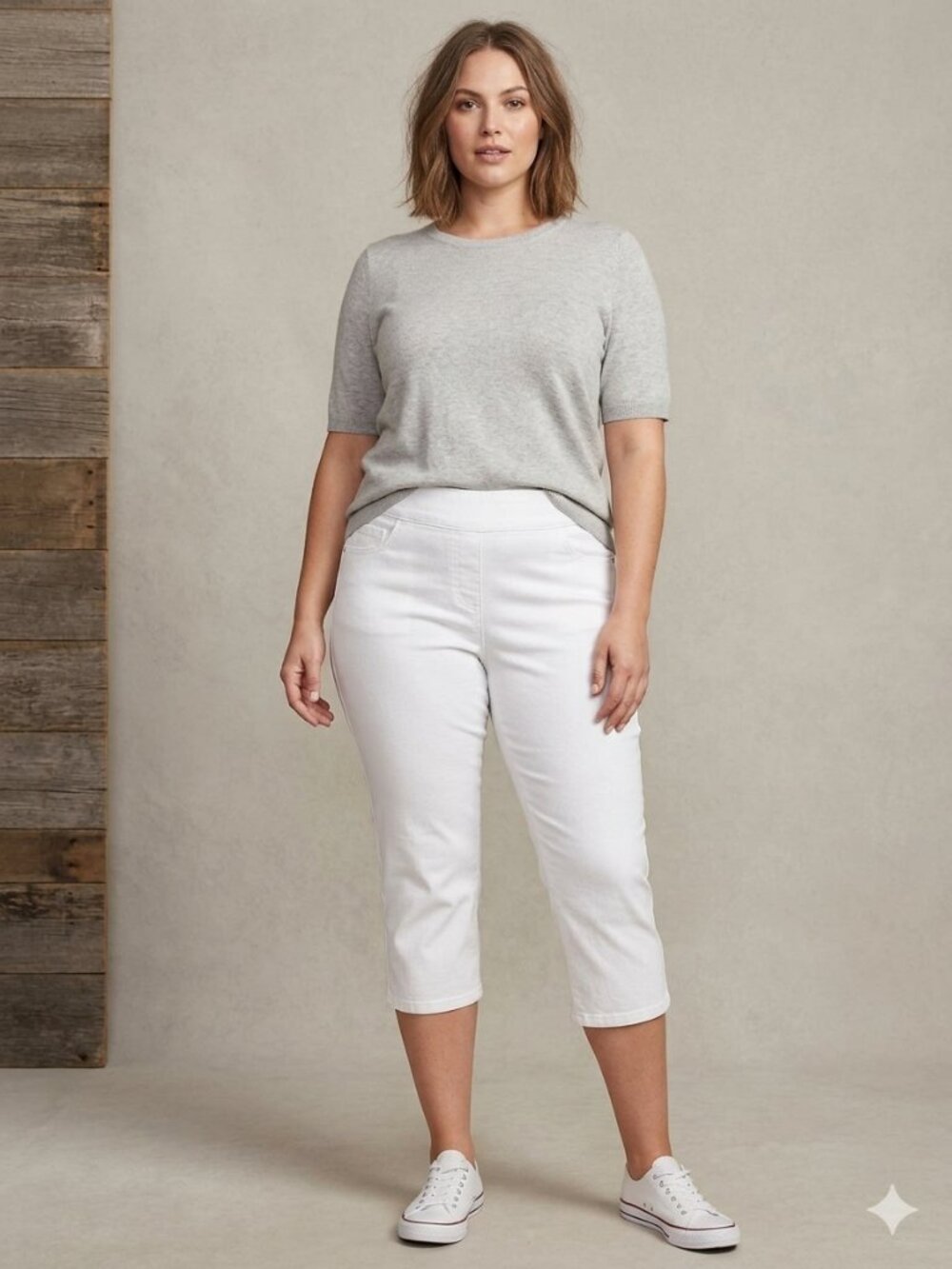 George size 14 white pull-On denim capri